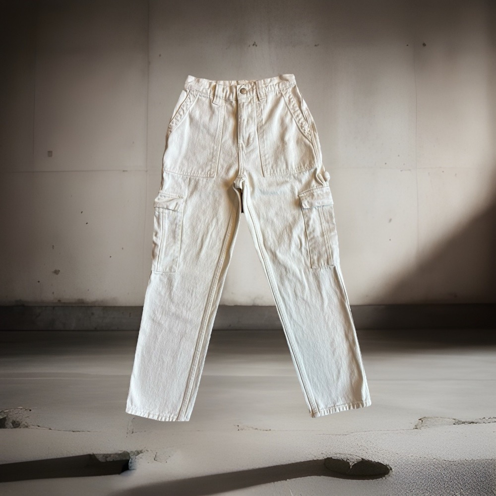 PacSun Off‎ White Bone Cargo Utility Pants 100% Cotton High Rise Pockets Size 24